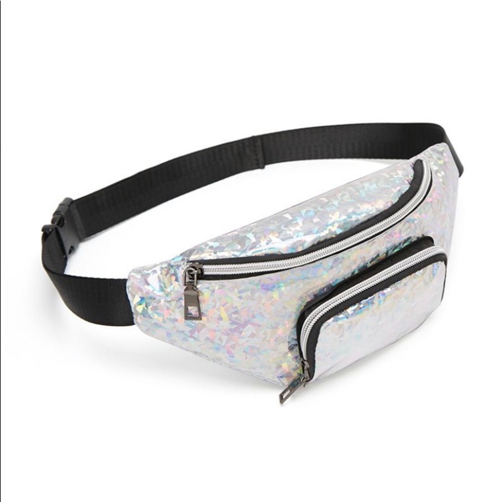 Holographic Design Silver Fanny Pack / Chest Bag - Picture 2 of 2